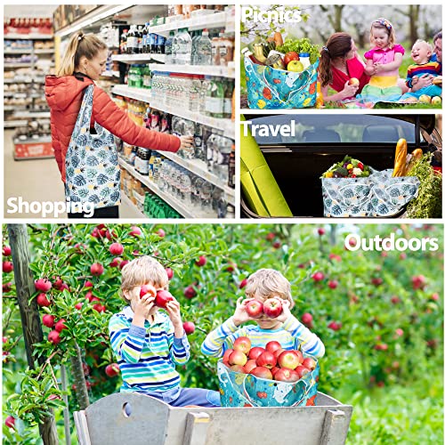 LotFancy Reusable Grocery Bags, 1 Extra-Large XL+1 Large Foldable Shopping Bags with Attached Pouch, Waterproof Nylon Grocery Bags, Machine Washable and Eco-Friendly