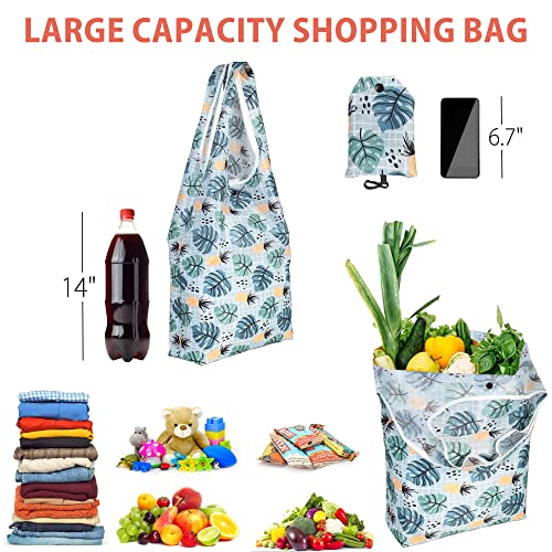 LotFancy Reusable Grocery Bags, 1 Extra-Large XL+1 Large Foldable Shopping Bags with Attached Pouch, Waterproof Nylon Grocery Bags, Machine Washable and Eco-Friendly