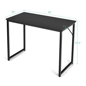 Tangkula Computer Desk, Study Writing Desk W/Heavy Duty Steel Frame, Modern Simple Style Laptop Table for Home Office, Easy Assembly (Black)