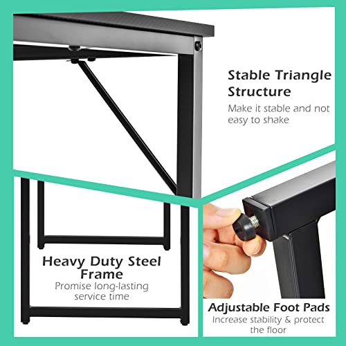 Tangkula Computer Desk, Study Writing Desk W/Heavy Duty Steel Frame, Modern Simple Style Laptop Table for Home Office, Easy Assembly (Black)