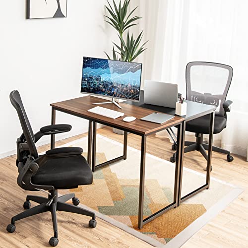 Tangkula Computer Desk, Study Writing Desk W/Heavy Duty Steel Frame, Modern Simple Style Laptop Table for Home Office, Easy Assembly (Black)