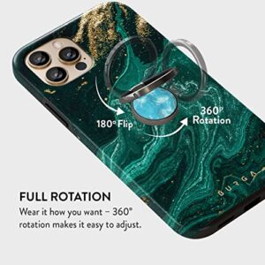 BURGA Stylish Metal Cell Phone Ring Stand Holder, Finger Grip Kickstand 360 Degree Rotation, Blue Teal Marble Stone, Universal Compatible with iPhone iPad Samsung Galaxy Huawei Google Pixel