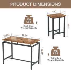 MIERES 5 Piece Person Kitchen Chairs 4, Industrial Bar, Counter Height Dining Room Table Set for Small Spaces, Rustic Brown