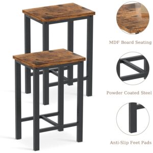 MIERES 5 Piece Person Kitchen Chairs 4, Industrial Bar, Counter Height Dining Room Table Set for Small Spaces, Rustic Brown