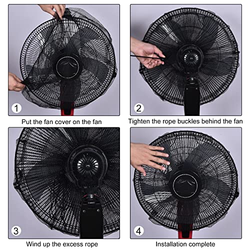 MECCANIXITY Mesh Electric Fan Dust Cover 25.6 Inch Protection Cover Washable Dustproof Finger Protector Net, Black Pack of 2