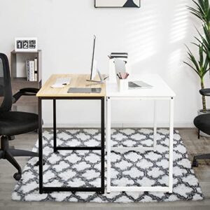 Tangkula White Computer Desk, Study Writing Desk W/Heavy Duty Steel Frame, Modern Simple Style Laptop Table for Home Office, Easy Assembly