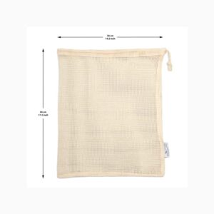 Pretty Wallaby| Onion&Potato Reusable Mesh Bags| Vegetable Storage Bags| 100% Cotton| Set of 3 X-Large Bags&1 Large Linen Bread Bag