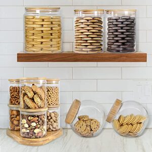 Glass Jars with Bamboo Lids with Bamboo Tray, Glass Food Jars and Canisters Sets (6 of 16oz with Bamboo Tray), Glass Food Storage Containers with Lids, Glass Canisters with Bamboo Lids, Glass Food Jars with Airtight Lids, Glass Pantry Food Storage & Organ