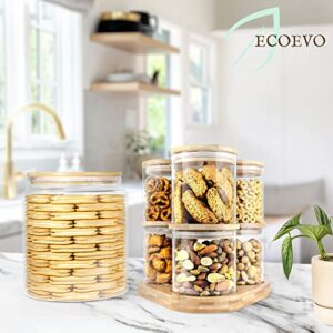 Glass Jars with Bamboo Lids with Bamboo Tray, Glass Food Jars and Canisters Sets (6 of 16oz with Bamboo Tray), Glass Food Storage Containers with Lids, Glass Canisters with Bamboo Lids, Glass Food Jars with Airtight Lids, Glass Pantry Food Storage & Organ