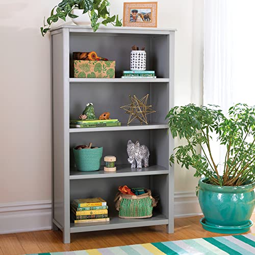 Guidecraft Deluxe Taiga 4-Shelf Bookcase 54" - Gray: Wooden Storage Organizer Cubby - Display Bookshelf for Home Office School