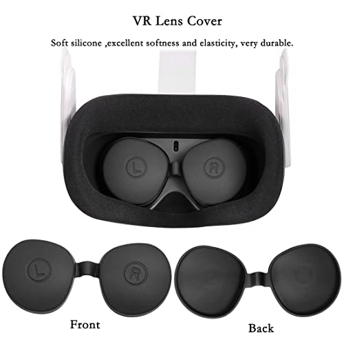 VR Front Face Silicone Protective Shell, Silicone Interfacial Cover, Touch Controller Grips Strap Cover Combination,Lens Cleaning Cloths and so on kit 7-in-1 for Oculus Quest 2 Accessories (Black)