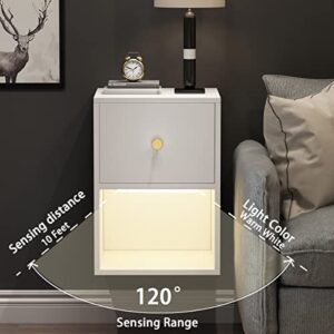 BOTALEGRE Floating Nightstand with Motion Sensor Light Wall Mounted Shelf with Drawer and Open Storage Shelf