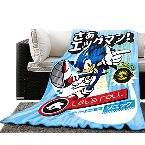 JUST FUNKY Sonic The Hedgehog Fleece Throw Blanket | Sonic Blanket | Sonic Blanket for Boys |45 x 60 Inches | Featuring Sonic The Hedgehog Let's Roll | Bed Couch Room décor | Officially Licensed