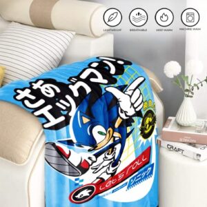 JUST FUNKY Sonic The Hedgehog Fleece Throw Blanket | Sonic Blanket | Sonic Blanket for Boys |45 x 60 Inches | Featuring Sonic The Hedgehog Let's Roll | Bed Couch Room décor | Officially Licensed