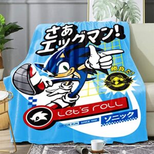 JUST FUNKY Sonic The Hedgehog Fleece Throw Blanket | Sonic Blanket | Sonic Blanket for Boys |45 x 60 Inches | Featuring Sonic The Hedgehog Let's Roll | Bed Couch Room décor | Officially Licensed