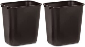 rubbermaid commercial 295600bk deskside plastic wastebasket, rectangular, 7 gal, black (2)