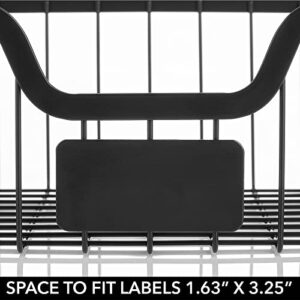 mDesign Wire Under Shelf Organizer for Cabinet - Sliding Basket for Under Cabinet Shelf - Hanging Organizer Rack for Kitchen and Pantry with Label Space - Carson Collection - 2 Pack - Matte Black