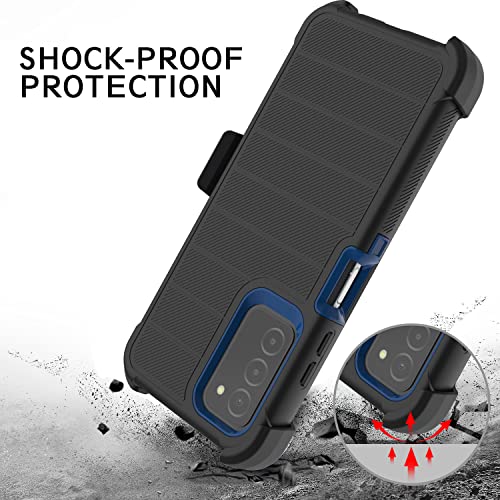 Leptech for Samsung Galaxy A03S Phone Case with Tempered Glass Screen Protector, [Holster Series] Belt Clip Hard Tough Full Heavy Duty Rugged Military Shockproof Armor Cell Phone Cover  (Black)