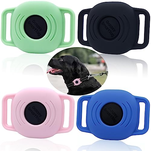 Silicone Case for Galaxy SmartTag for Dog, Slim Sleeve for Samsung Smart tag+Plus Tracker for pet Collar, itag Sleeve Accessories Finder for cat Necklace Dropper, Secure Holder for Kids (4 Pack)