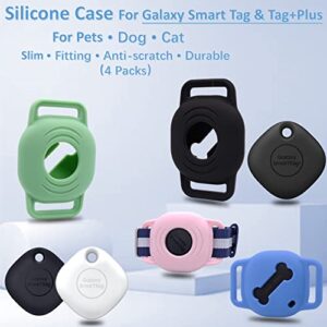 Silicone Case for Galaxy SmartTag for Dog, Slim Sleeve for Samsung Smart tag+Plus Tracker for pet Collar, itag Sleeve Accessories Finder for cat Necklace Dropper, Secure Holder for Kids (4 Pack)