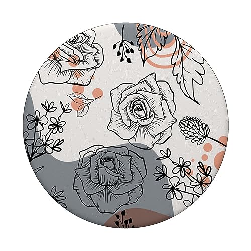 Boho Roses Line Art Abstract Pastel Minimalist Flowers PopSockets Standard PopGrip