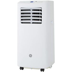 ge 5,100 btu portable air conditioner for small rooms up to 150 sq ft., 3-in-1 with dehumidify, fan and auto evaporation, included window installation kit,white