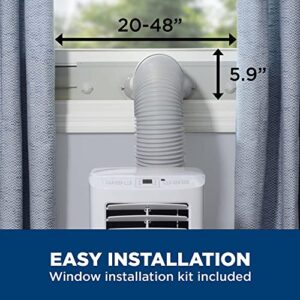 GE 5,100 BTU Portable Air Conditioner for Small Rooms up to 150 sq ft., 3-in-1 with Dehumidify, Fan and Auto Evaporation, Included Window Installation Kit,White