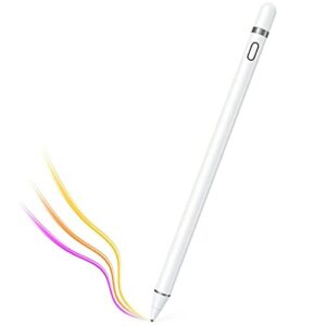 rechargeable active stylus pencil compatible for apple ipad,stylus pens for touch screens,fine point stylist compatible with iphone ipad pro air mini and other tablets (white)