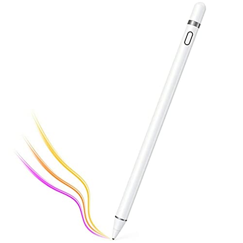 Rechargeable Active Stylus Pencil Compatible for Apple iPad,Stylus Pens for Touch Screens,Fine Point Stylist Compatible with iPhone iPad Pro Air Mini and Other Tablets (White)