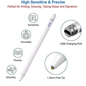 Rechargeable Active Stylus Pencil Compatible for Apple iPad,Stylus Pens for Touch Screens,Fine Point Stylist Compatible with iPhone iPad Pro Air Mini and Other Tablets (White)