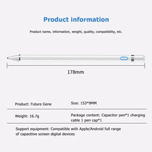 Rechargeable Active Stylus Pencil Compatible for Apple iPad,Stylus Pens for Touch Screens,Fine Point Stylist Compatible with iPhone iPad Pro Air Mini and Other Tablets (White)