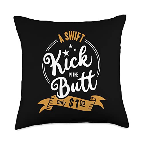 Kick Butt Fun Slogans Funny A Swift Kick in The Butt Price Tag Martial Arts Throw Pillow, 18x18, Multicolor