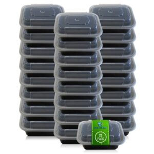 fonteme single compartment meal prep - 25 pack - small - 12oz - container with airtight lid – freezer, microwave & dishwasher safe – stackable – bpa free plastic – meal prep storage container (black)