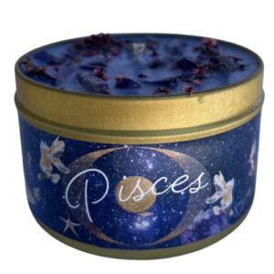 mama wunderbar pisces zodiac candle, gifts for women, coconut candle, birthdate candles, zodiac gifts for women, zodiac sign gifts, astrology gifts, crystal candle, horoscope gifts (pisces)