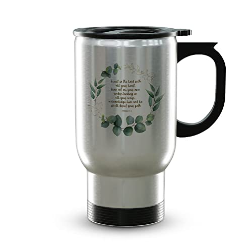 TJ Originals Proverbs 3:5 Trust in the Lord with All Your Heart Gifts for Her - Bible Verse Graduation Drinkware- 14oz Travel Mug Steel - Best Christian Office BFF Gifts for Women Friends