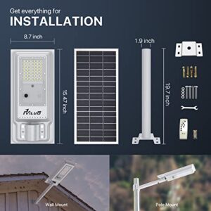 Pvilub 200W Solar Street Lights,IP65 Outdoor Solar Powered Street Lights with Motion Sensor and Remote Control,Commercial Parking Lot Light Dusk to Dawn Waterproof for Yard Garden,Garage,Basketball