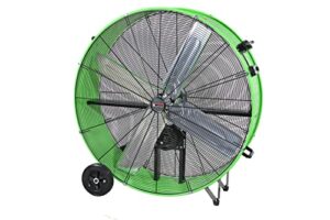 k tool international 77746; 42 inch belt drive drum fan with easy mobility rubber wheels, ideal for industrial, garage or barn, 2-speed control, auto overheat cut-off protection, 14,800 max cfm, green