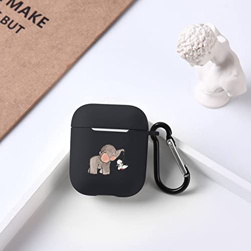 Qiusuo Elephant Rabbit Case for Airpods 2 & 1 with Keychain, Cute Animal Design Soft Silicone Shockproof Protective Cover, Airpods Wireless Charging Case 2&1 for Kids Teens Girls Women Boys