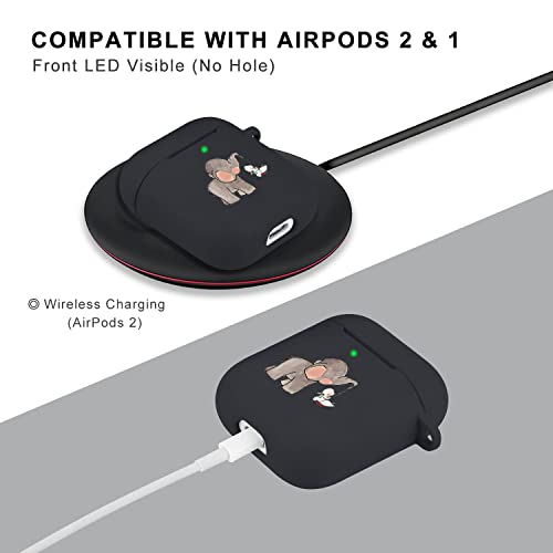 Qiusuo Elephant Rabbit Case for Airpods 2 & 1 with Keychain, Cute Animal Design Soft Silicone Shockproof Protective Cover, Airpods Wireless Charging Case 2&1 for Kids Teens Girls Women Boys