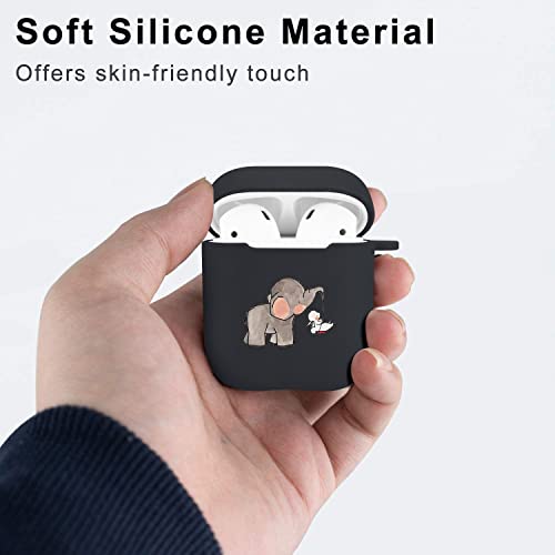 Qiusuo Elephant Rabbit Case for Airpods 2 & 1 with Keychain, Cute Animal Design Soft Silicone Shockproof Protective Cover, Airpods Wireless Charging Case 2&1 for Kids Teens Girls Women Boys