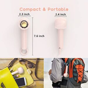 Aluan Handheld Fan Mini Portable Fan USB Rechargeable Battery 2 Speeds Powerful Wind Personal Hand Held Eyelash Fan with Stand Buckle for Kids Women Men Outdoor Indoor Travel Camping