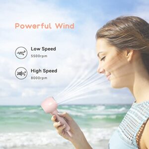 Aluan Handheld Fan Mini Portable Fan USB Rechargeable Battery 2 Speeds Powerful Wind Personal Hand Held Eyelash Fan with Stand Buckle for Kids Women Men Outdoor Indoor Travel Camping