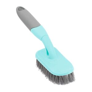 sihuuu scrub brush, cleaning shower scrubber with 9 inch ergonomic handle, durable stiff bristles heavy duty brush for bathroom, shower, sink, carpet, floor (blue)