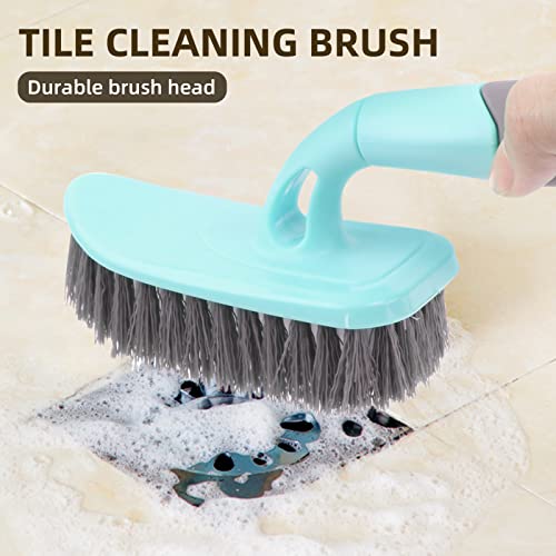 Sihuuu Scrub Brush, Cleaning Shower Scrubber with 9 Inch Ergonomic Handle, Durable Stiff Bristles Heavy Duty Brush for Bathroom, Shower, Sink, Carpet, Floor (Blue)