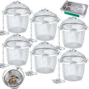 6 pcs ultrasonic watch parts cleaner baskets stainless steel jewelry steam cleaner ultrasonic parts cleaner basket mesh ball cleaning small holder with lock hook for watch cleaning solution (silver)