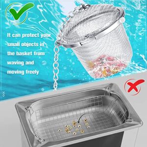 6 Pcs Ultrasonic Watch Parts Cleaner Baskets Stainless Steel Jewelry Steam Cleaner Ultrasonic Parts Cleaner Basket Mesh Ball Cleaning Small Holder with Lock Hook for Watch Cleaning Solution (Silver)