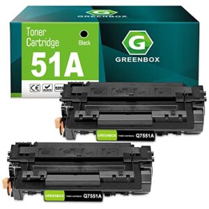 greenbox remanufactured q7551a high yield toner cartridge replacement for hp 51a q7551a for hp laserjet p3005 p3005d p3005n p3005dn p3005x printer (2 black, 6,500 pages)