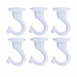 GDQLCNXB 6Sets 55mm/2.17" Ceiling Metal Ceiling Hooks, Heavy Duty Swag Ceiling Hooks with Hardware for Hanging Plants/Chandeliers/Wind Chimes/Ornament (White Color)