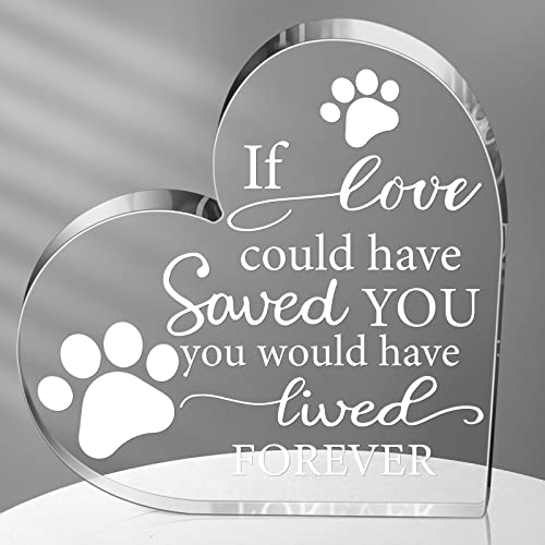 Pet Memorial Gift Pet Keepsake Gift Sympathy Gift for Loss Remembrance Gifts Cat Memorial Gifts Bereavement Crystal Acrylic Heart Decor Crystal Acrylic Heart Condolence Gifts for Loss of Loved One