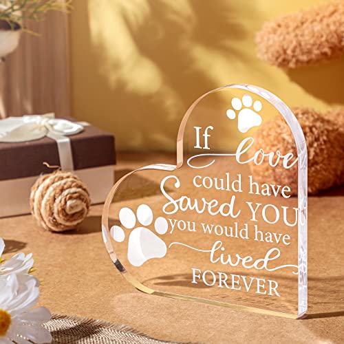 Pet Memorial Gift Pet Keepsake Gift Sympathy Gift for Loss Remembrance Gifts Cat Memorial Gifts Bereavement Crystal Acrylic Heart Decor Crystal Acrylic Heart Condolence Gifts for Loss of Loved One